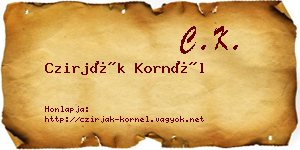 Czirják Kornél névjegykártya